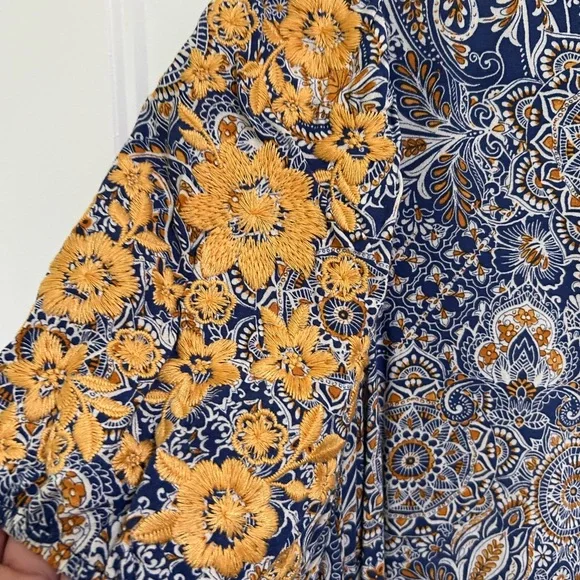 Savanna Jane Navy and Orange Paisley Top - Picture 2 of 5
